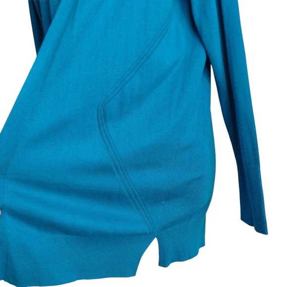 Worthington Sweater Cardigan Womens Open Front Knit Long Sleeve Solid Blue L NWT - Picture 6 of 8